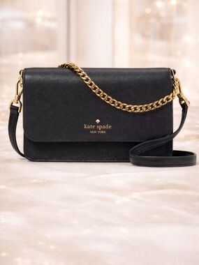 Kate Spade Black Leather Chain Crossbody Bag